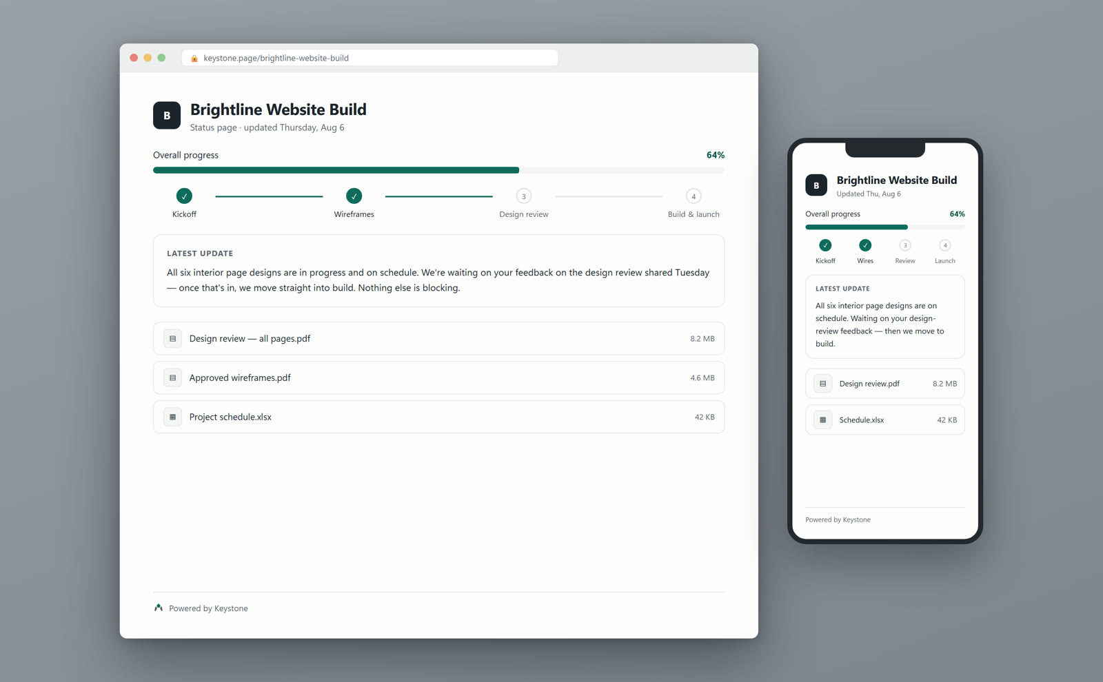 The client status page