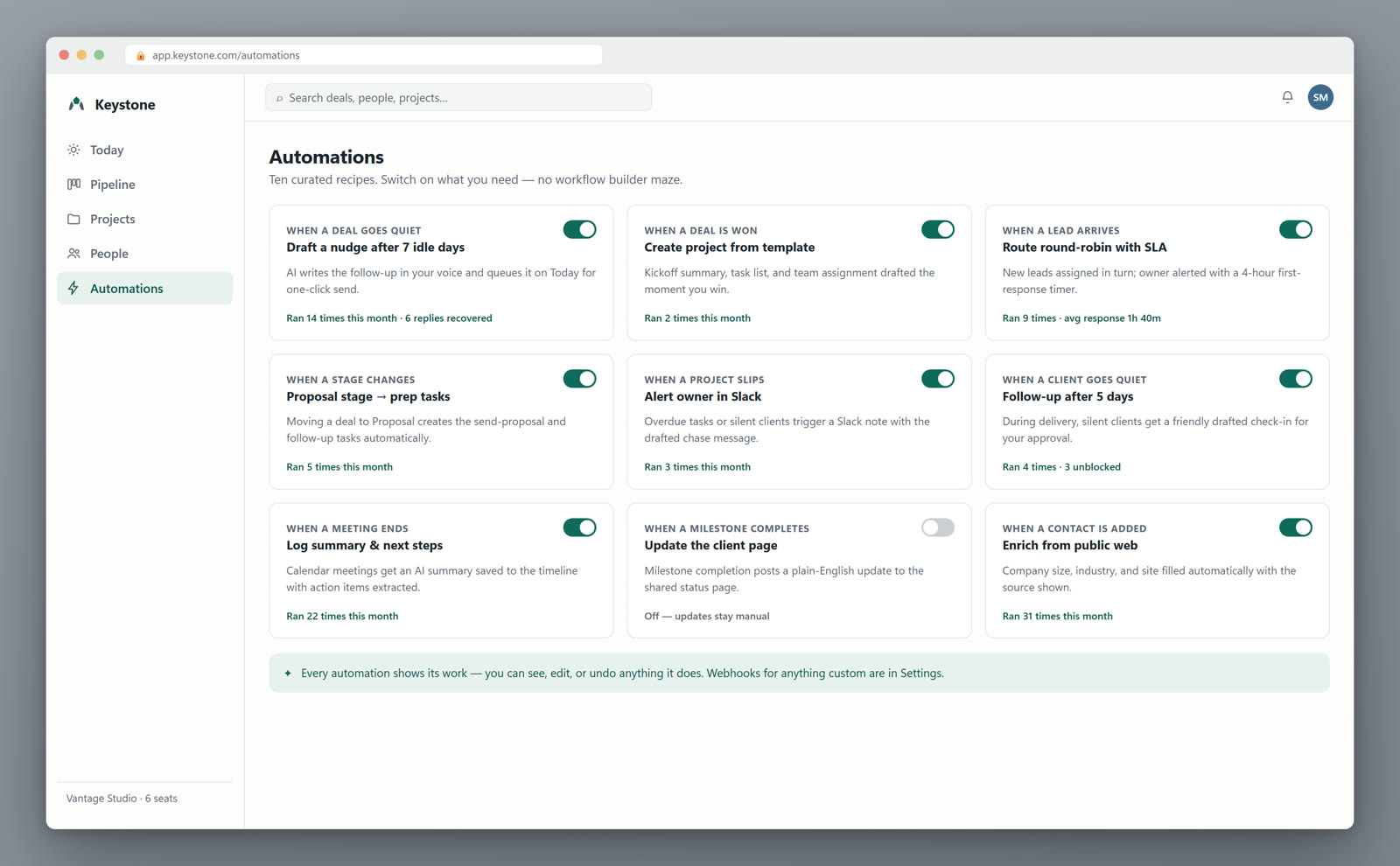 Curated automation recipes