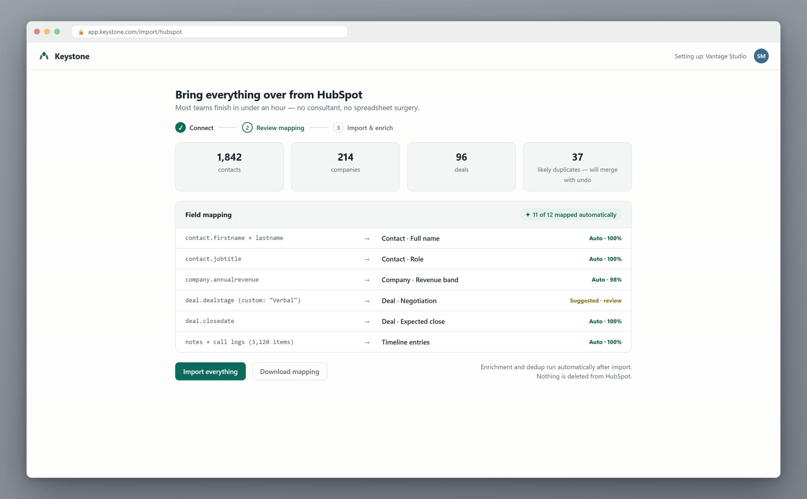 One-hour migration from HubSpot