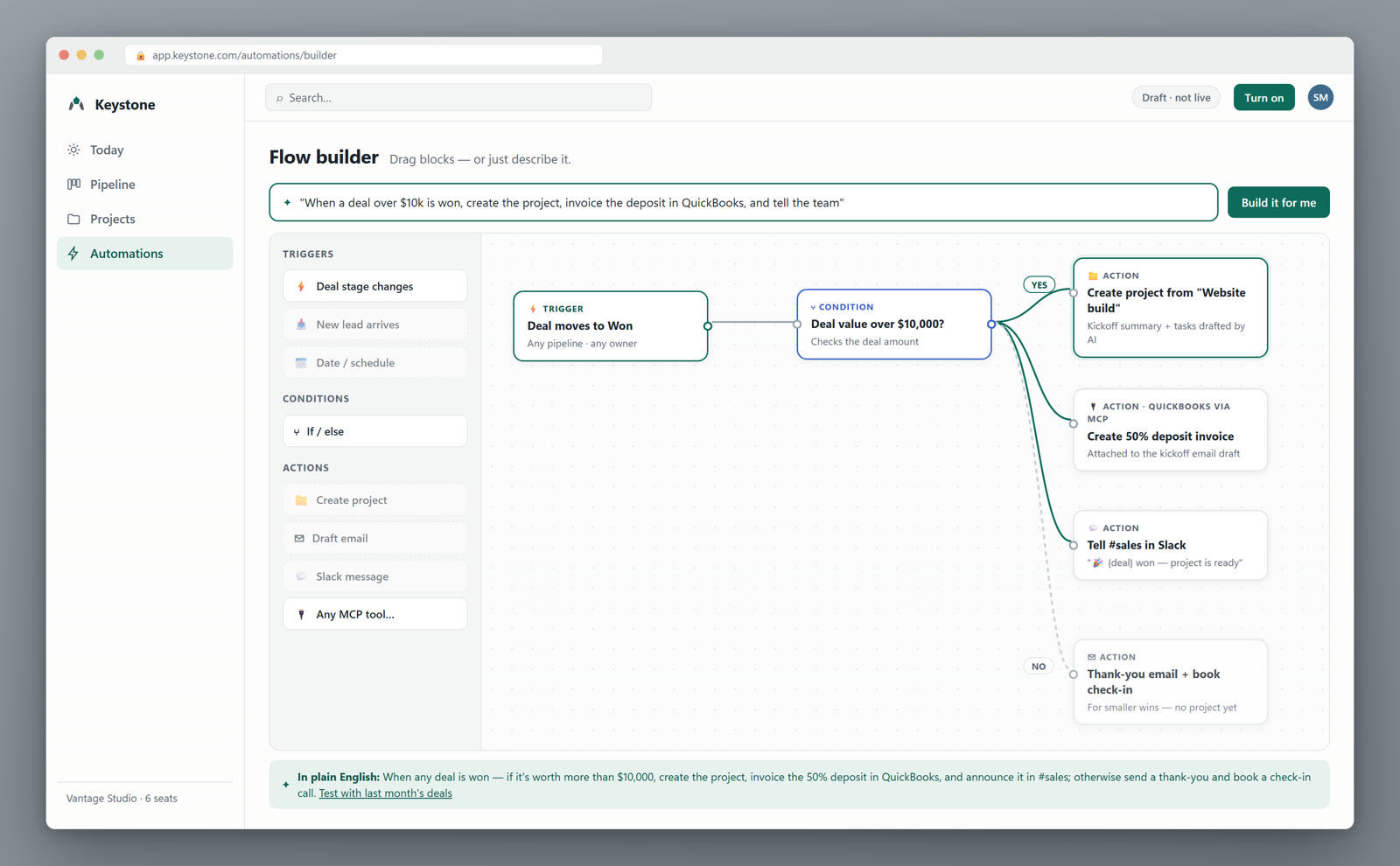 The flow builder canvas